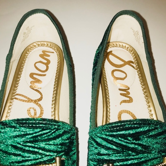 New Sam Edelman Spring Easter Women’s Lior Green Velvet Loafers Flat Shoes 6 1/2 - Picture 3 of 11